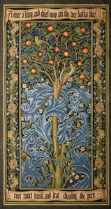 Woodpecker Tree Bird William Morris Ornament Mille Fleur Wall Tapestry 28" x 47" - Picture 1 of 5