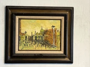 Antique MCM Oil on Canvas Painting St. Mark's Square Venice Italy Signed Hadley - Picture 1 of 10