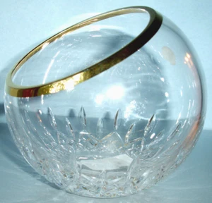 Waterford Crystal Lismore Essence Angled Rose Bowl Vase Gold Rim 6" #163799 New - Picture 1 of 5