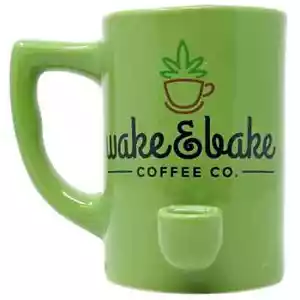 High Point Ceramic Green Wake & Bake Mug Hand Pipe - Picture 1 of 2