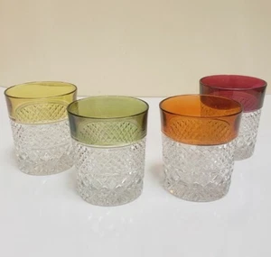 Hofbauer set of 4 Rare and colorful, lead crystal diamond cut  - Picture 1 of 10