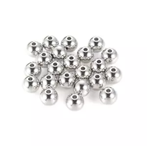 10 Solid Stainless Steel 304 Grade 8mm Seamless Round Silver Spacer Beads - Picture 1 of 2