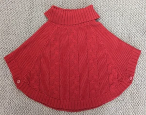 Carter's Poncho Girls Red Sweater Turtleneck Cable Knit Cape Holiday 5T EUC! - Picture 1 of 4