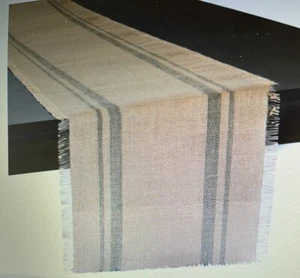 15 - Design Imports DII Artichoke Double Border Burlap Table Runner 14 x 72 - Picture 1 of 9