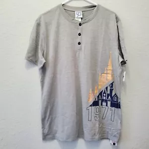 LARGE Walt Disney World 50th Anniversary Oct 1st 2021 Grey T-Shirt Castle WDW - Foto 1 di 2