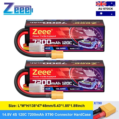 2x Zeee 14.8V 120C 7200mAh 4S Lipo Battery XT90 for RC Car Truck Racing Models - image 1 of 4