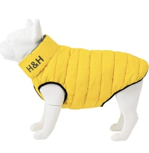 HUGO & HUDSON Reversible DOG Puffer Jacket VEST, Size L-65, Yellow & Gray, NEW! - Picture 1 of 6