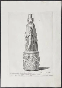 Zanetti - Estatua de Écate. Grabado folio original 8, 1743 - Imagen 1 de 2
