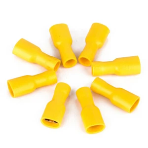6.3mm Spade Terminals Yellow 50pcs Crimp Wire Connectors Fully Insulated Female - Picture 1 of 3