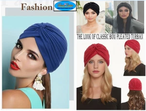Pretty Blue Turban with Bow. Chemo Cancer Hat Hair Loss Head Wrap Blue - Picture 1 of 7