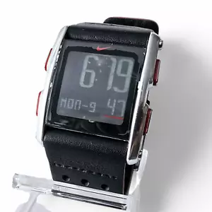 Nike Torque leather sport running watch mens black/silver WC0065 wrist watch - Picture 1 of 24