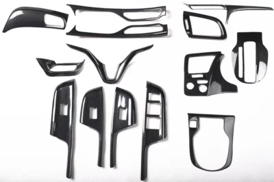 14PCS Black Carbon Fiber Car Interior Kit Cover Trim For Honda City 2015-2019 - Image 1 of 4
