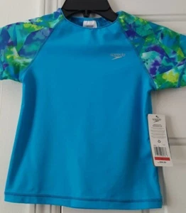 New Unisex Kids Speedo Swim Shirt Turquoise Size XS - Picture 1 of 9