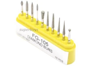 10pc FG105 Diamond Coated Tip Dental Drill Bur Burr Cutting Grinding Polishing - Picture 1 of 4