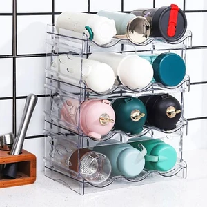 4Pack 12 Water Bottle Organize for Cabinet Stackable Wine Drink Storage Rack - Picture 1 of 11