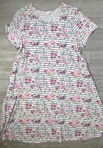 Nuevo con etiquetas Vestido Jessie LuLaRoe 3XL con Bolsillos Multicolor Rayas Florales - Imagen 1 de 3