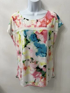 Worthington Women’s Size Medium Sleeveless Blouse Stretch Floral Career Hi Lo - Picture 1 of 14
