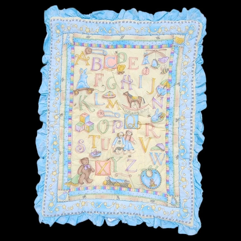 Manta de bebé Debbie Mumm Kidsline panel de edredón alfabeto ABC juguetes estrellas niños línea Foto 1 de 4
