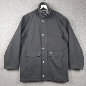 QUIKSILVER Jacket Mens XL Black Wool Blend Premium Series Long Overcoat Bedford - Picture 1 of 18