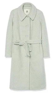 Women's Long Sherpa Coat Dress Sage Green Size L - Picture 1 of 4