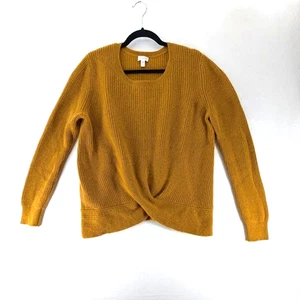 Garnet Hill 100% Cashmere Sweater Womens Long Sleeves Harvest Gold Pumpkin Sz L - Picture 1 of 7