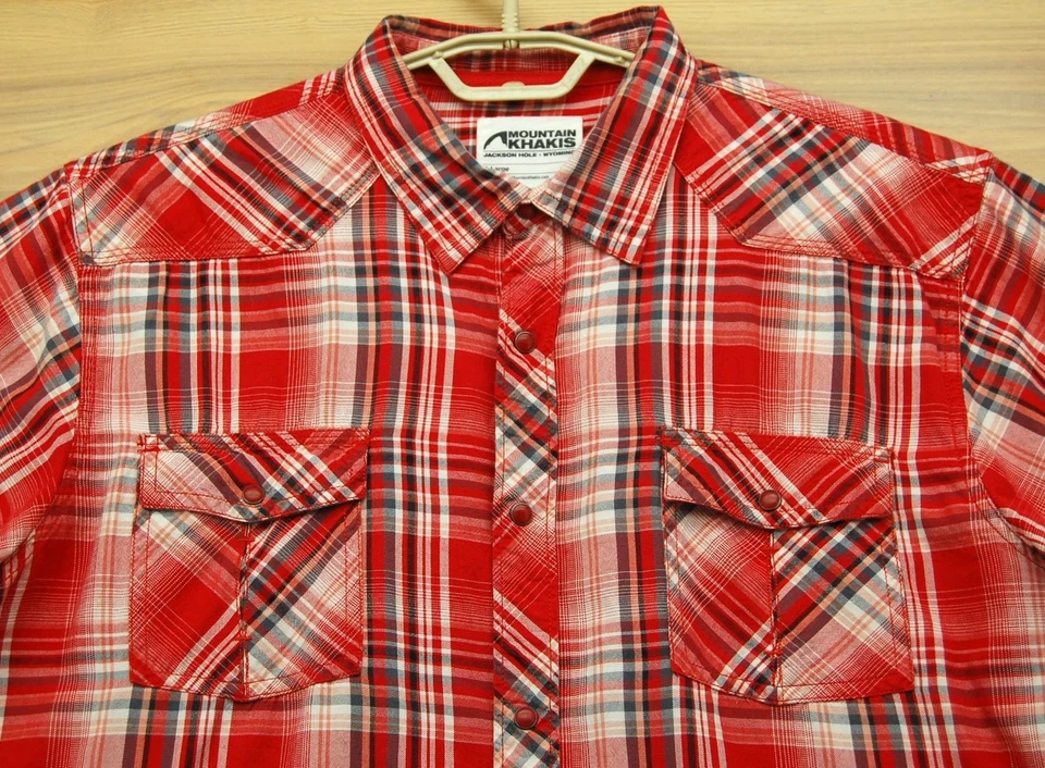 Mountain Khakis Shirt Mens XL Red Plaid Pearl Snap Western Short Sleeve Outdoors - Image 1 of 4