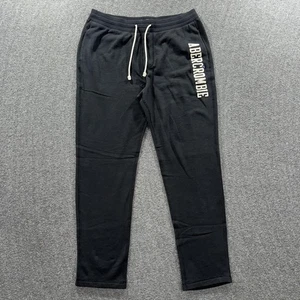 Abercrombie Pants Mens XL Black Joggers Sweatpants Fleece Spell Out Logo Comfy - Picture 1 of 10