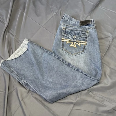 Pantalones de mezclilla skater holgados desgastados grunge bordados Xtreme Couture Y2K 36x27 Foto 1 de 4