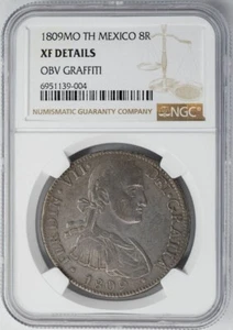 1809MO TH Mexico 8 Reales Obverse Graffiti XF Details NGC 948842-4 - Picture 1 of 4