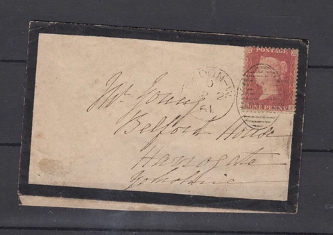GB QV 1861 1d Red Mourning Cover To Harrogate Postal History BP3498 Cover