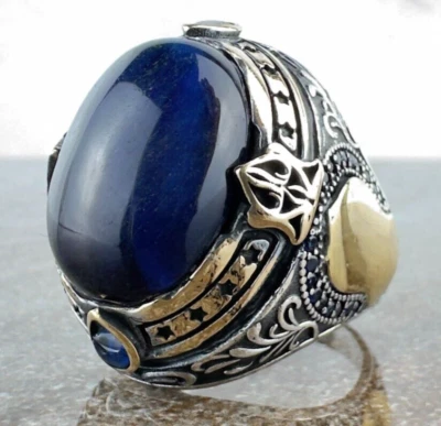 Anillo de Plata Rey, Anillo Oculto De Colección, Anillo Grande de Plata Brillante Hecho a Mano Foto 1 de 4