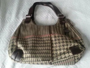 Cartera de hombro con correas de cuero cierre magnético de lona marrón Ralph Lauren - Imagen 1 de 7