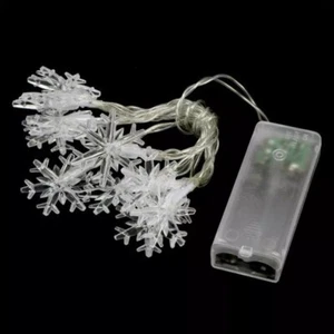 Christmas Led Snowflake String Lights Battery Operated Hanging Xmas Decoration - Picture 1 of 8