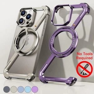Z Form Aluminiumlegierung Randlos Magnet Hülle Handy Ständer für iPhone 16 15 14 13 - Bild 1 von 84