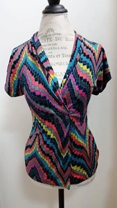 Trina Turk Silk Blend Short Sleeve Top, Size P - Picture 1 of 6