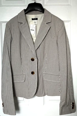 NWT JCREW WOMENS CLASSIC BLAZER 6 GRAY PINSTRIPES  LINED - Image 1 of 4