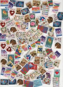 100 U.S Used Love Stamps OFF PAPER 11/28/2023