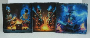 Elegantes posavasos de vidrio, 3 posavasos, cerámica, esqueleto, música, guitarra - Imagen 1 de 4