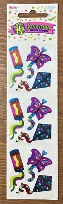 Vintage NOS 1990 Sandylion Stickers Prismatic Mylar Shiny Kites Butterfly NEW - Image 1 of 4