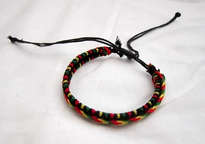 UNISEX 1 PIECE PUNK GOTH MENS WOMEN'S 6" RASTA STRIPES BRACELET-NEW!VER5 - Picture 1 of 3