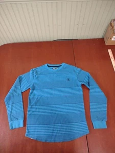 Volcom Sweater Boys Large, Blue Stripped Long Sleeve Logo - Picture 1 of 14