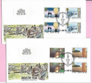 ROYAL MAIL 1986 Pair FDC's - INDUSTRY YEAR - Gutter Pairs - TRAFALGAR SQU. - Bild 1 von 2