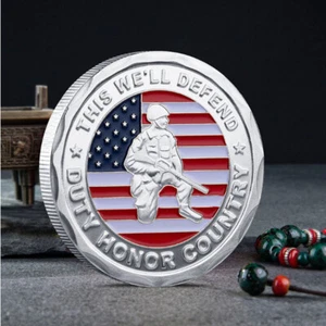 Coin Challenge Commemorative Proudly Served Army Veteran Collectibl US Military - Bild 1 von 4