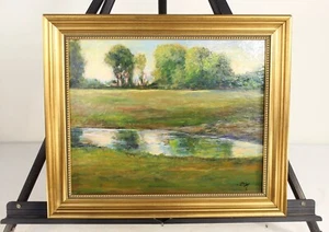 Original Impressionist Painting Acrylic Trees Pond Signed Bobbi Doyle Maher - Picture 1 of 18