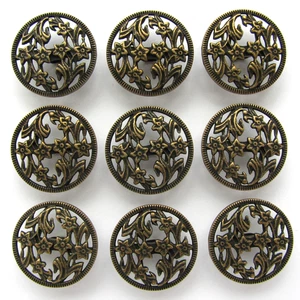 Vintage to Modern Floral Buttons Openwork Floral Scroll Metal Antiqued Gold Tone - Picture 1 of 8