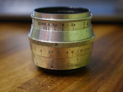 Early Jupiter-8 50mm f2 lens for rangefinder cameras M39 mount chrome - Image 1 of 4