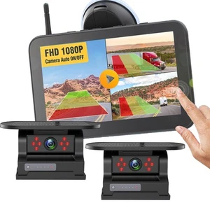2ch 1080P Wireless Solar Magnetic Backup Camera +5" Touch IPS Monitor BSD DVR - Picture 1 of 14