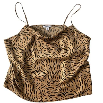 Nine West Satin Drape Cami Camisole Tank Top Animal Print Bronze/Black Size XXL - Image 1 of 4