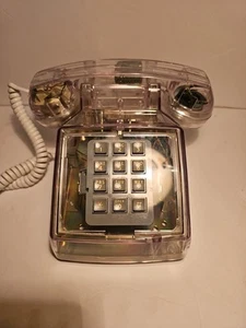 VINTAGE CORTELCO TRANSPARENT RETRO CORDED DESK PUSH BUTTON TELEPHONE RARE! - Zdjęcie 1 z 13