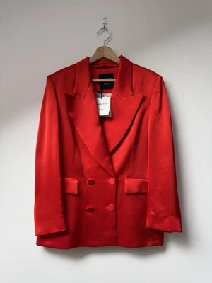 Blazer Massimo Dutti Rojo Doble Pecho Estilo Esmoquin Satinado Talla M_NUEVO Foto 1 de 4